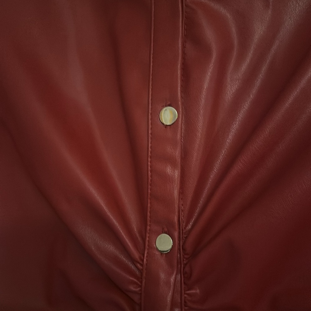 Zara Red Leather Shirt Dress or Jacket - Preloved - Picture 5 of 7